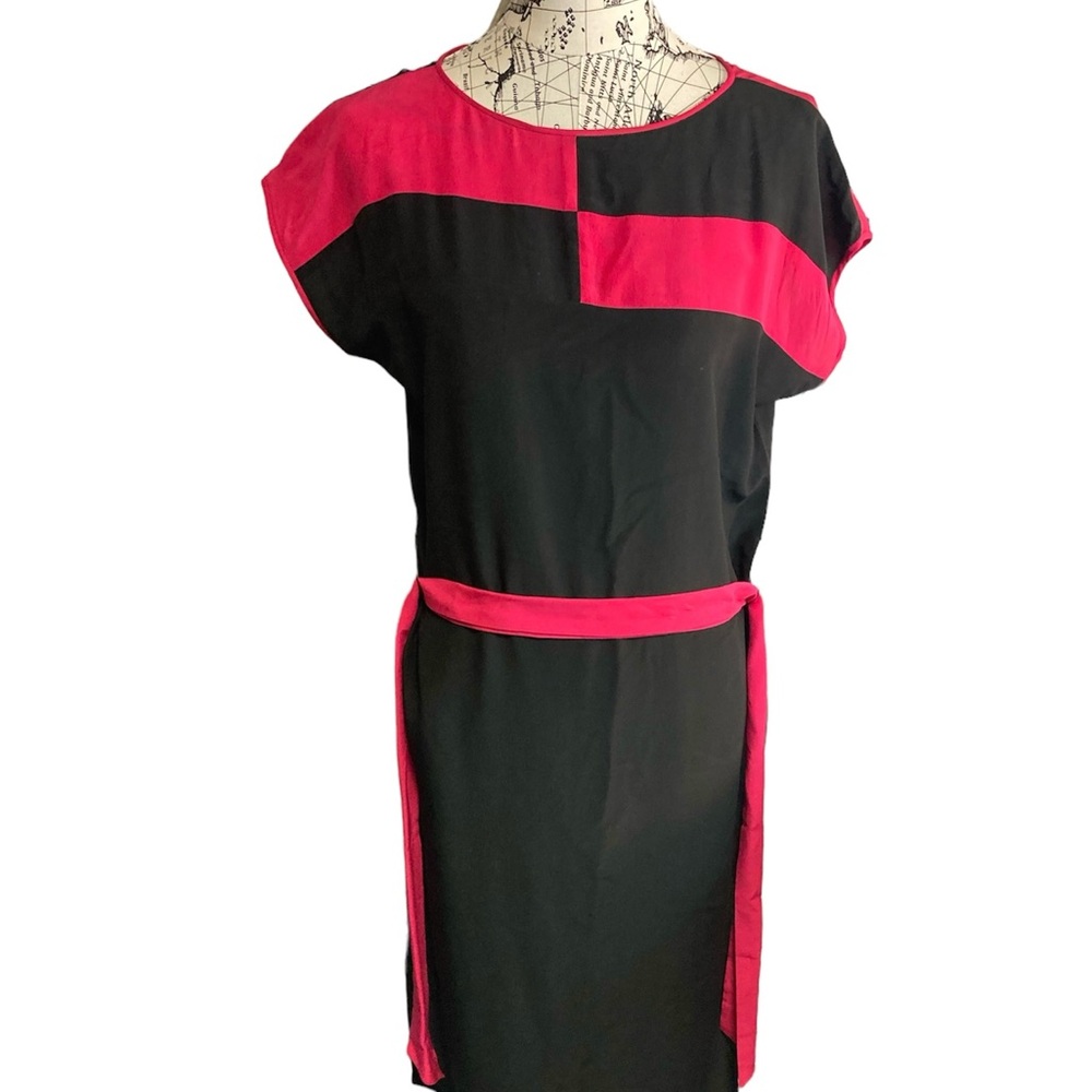 John Weitz vintage women’s silk black pink dress 4